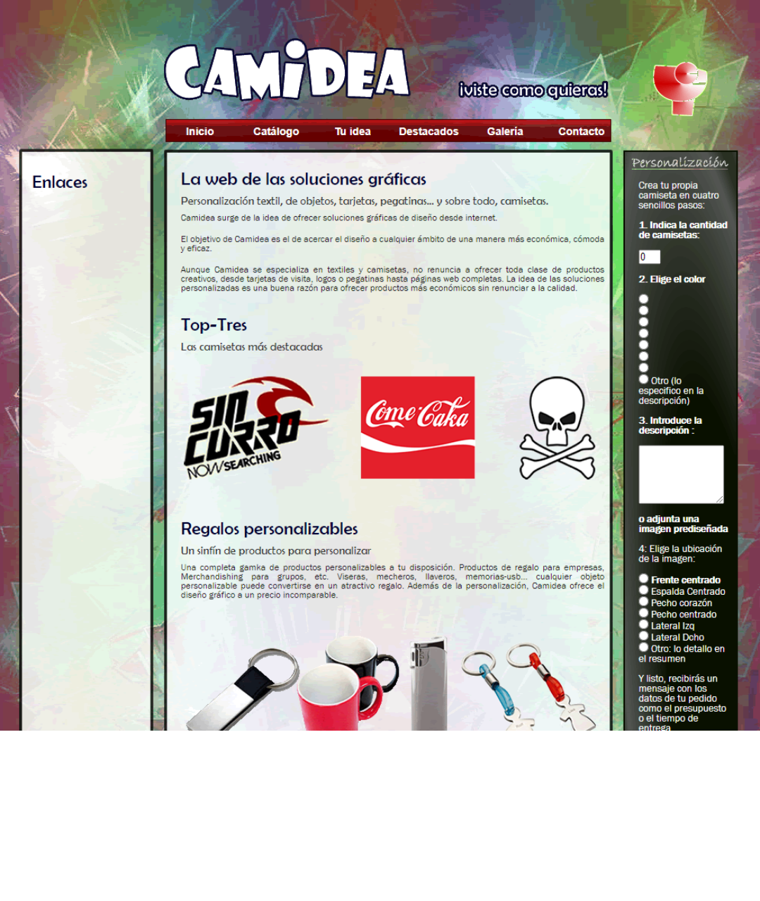 Captura Proyecto Web Camidea (2010)